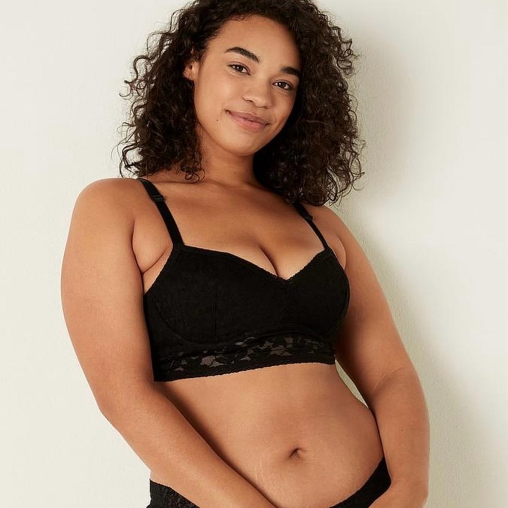 NWT Victoria’s Secret PINK Lace Push-Up Bralette Black Size Large